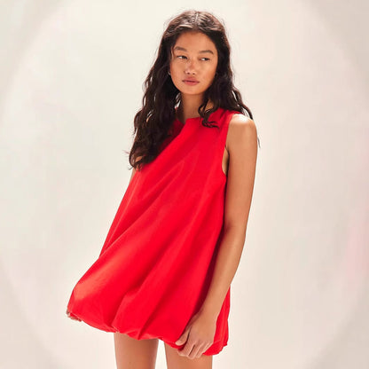 Women's dress mini – 100% cotton – loose fit – sleeveless with open back