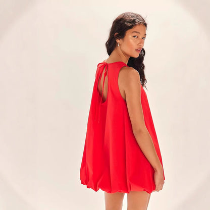 Women's dress mini – 100% cotton – loose fit – sleeveless with open back