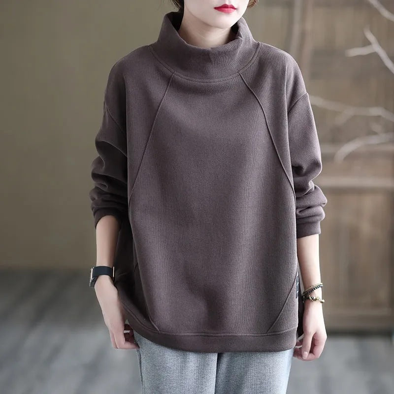 Mila Relaxed Fit Turtleneck Sweatshirt | Long Sleeve Casual Pullover