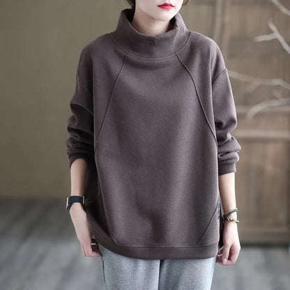 Mila Relaxed Fit Turtleneck Sweatshirt | Long Sleeve Casual Pullover