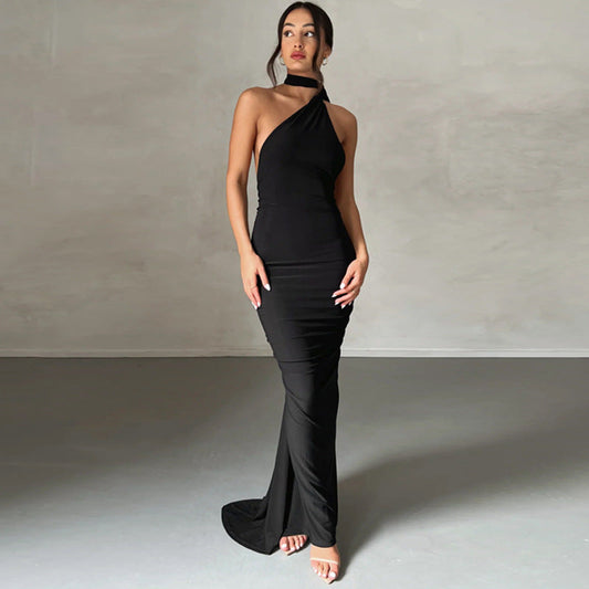 Dress for Women – Slim Fit – One Shoulder – Ruched – Long Elegant Party Dress