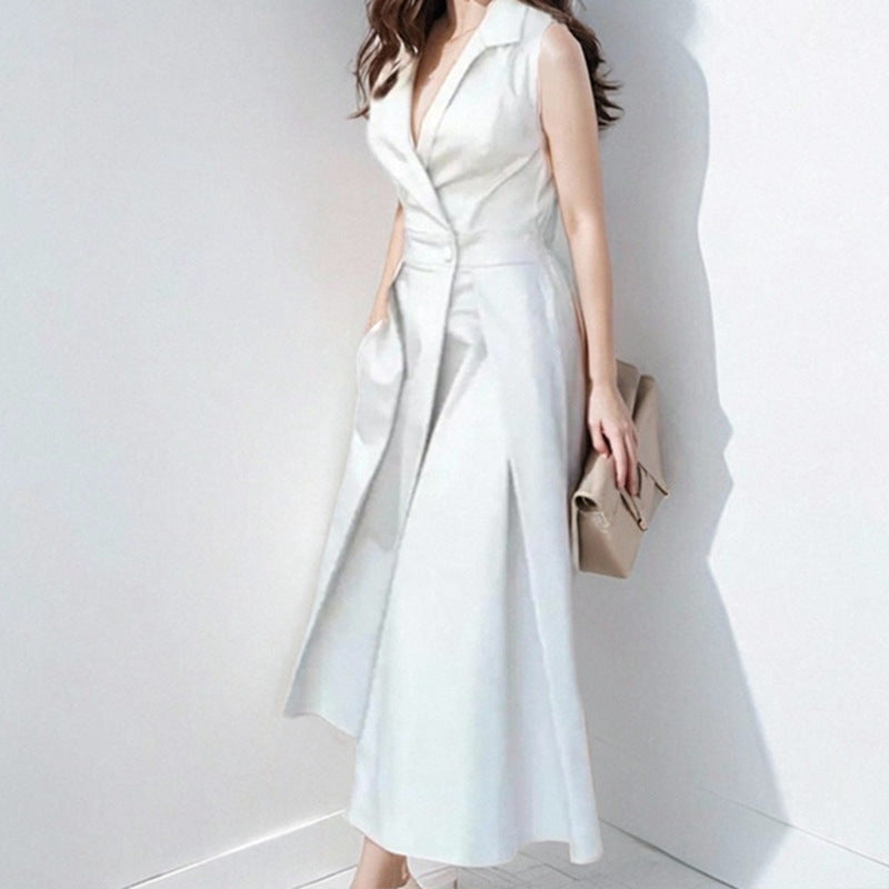 Dress for Women – Midi Length – A-line Cut – V-neckline – Lightweight and Breathable