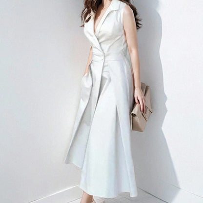 Dress for Women – Midi Length – A-line Cut – V-neckline – Lightweight and Breathable