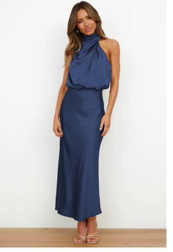 Fiene | Satin Halter Neck Midi Dress