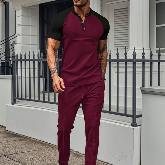 Men's Training Set – Athletic Fit – Breathable Stretch Fabric – Short-Sleeved Top