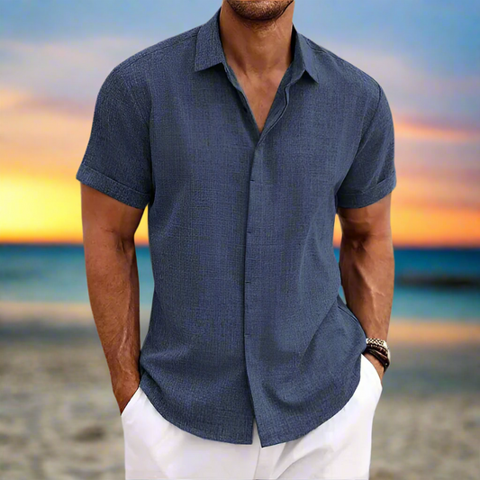 Men's Shirt - Short-Sleeved - Button Closure - Relaxed Fit - Lightweight and Breathable