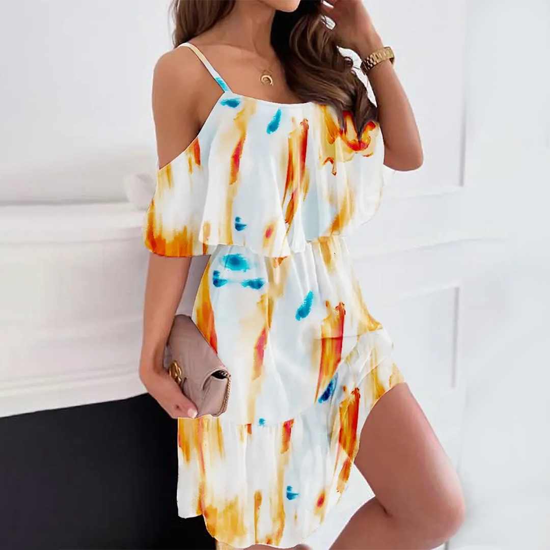 Women's Dress - Strapless with Ruffle Details - Light and Breathable - Relaxed Fit