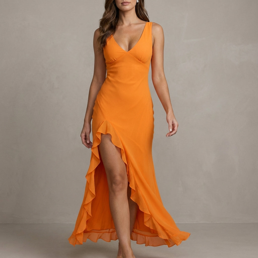 Ruffle Hem Maxi Dress for Women – Elegant Flowing Style