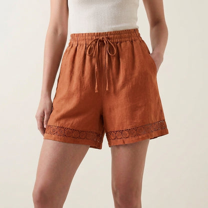 Lace Trim Drawstring Shorts for Women – Relaxed Comfort & Feminine Style