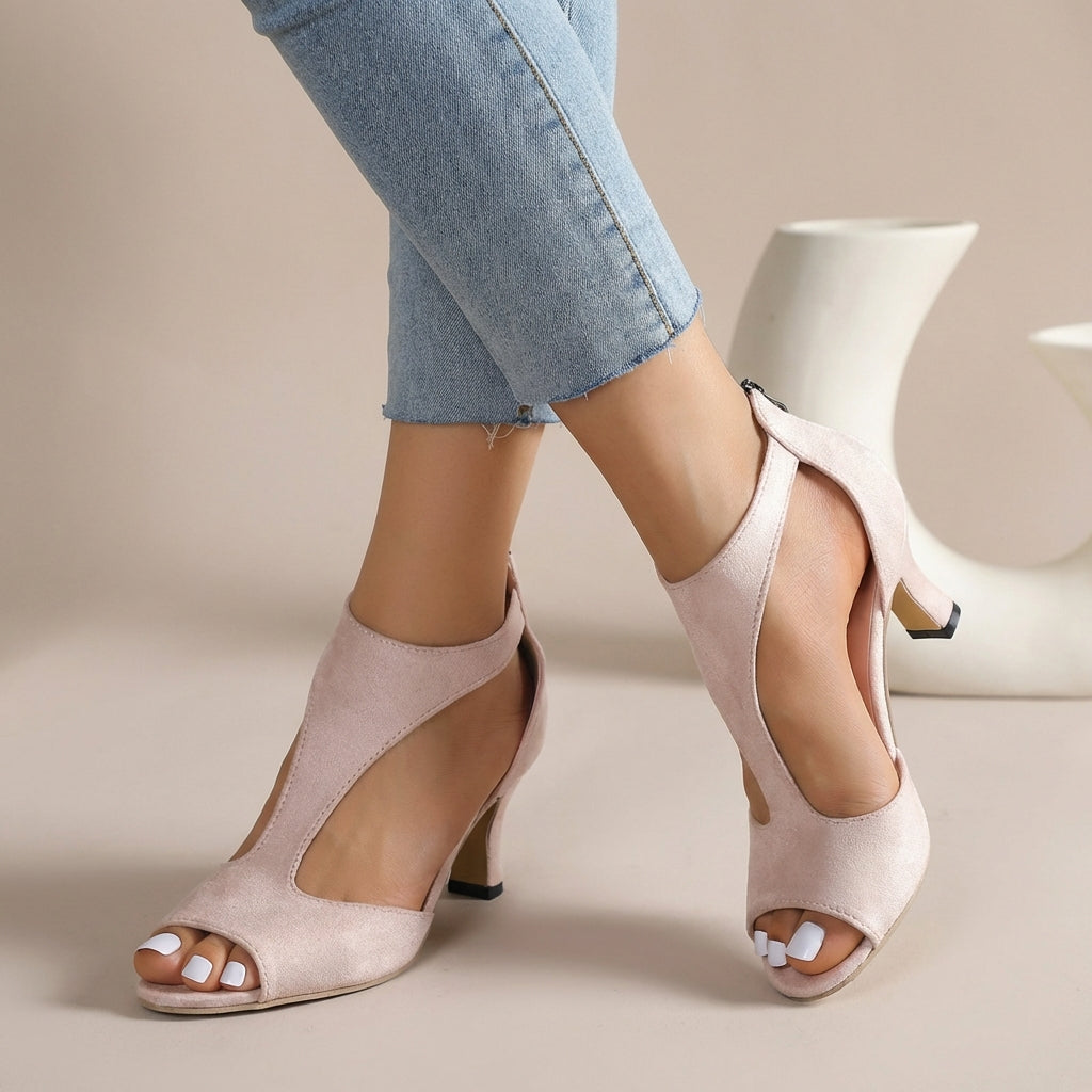 Orthopedic T-Strap Peeptoe Block Heel Ankle Heels for Women – Supportive & Stylish Comfort