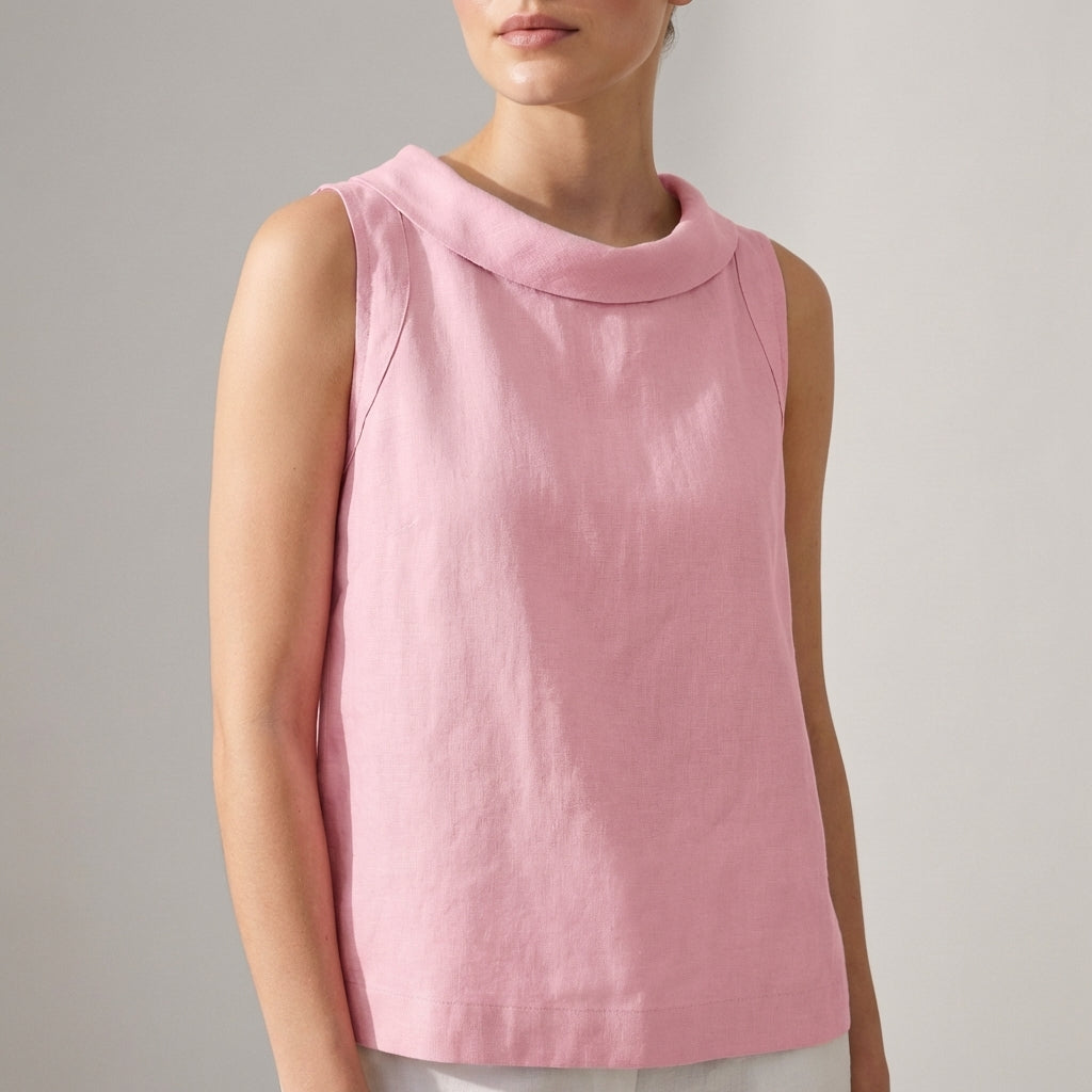 Relaxed Fit Draped Neckline Sleeveless Top for Women – Breathable Everyday Comfort