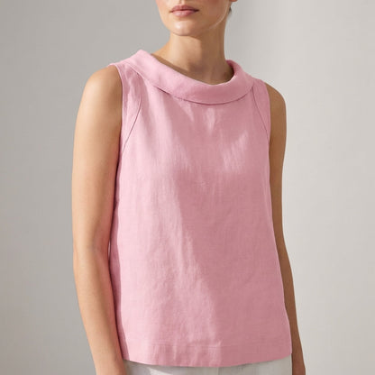 Relaxed Fit Draped Neckline Sleeveless Top for Women – Breathable Everyday Comfort