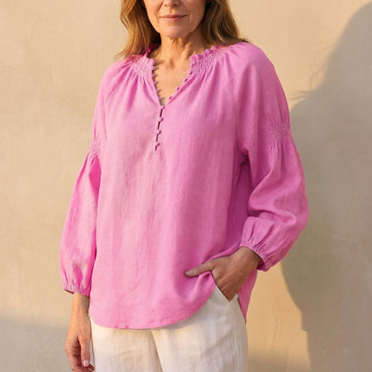 Relaxed Fit Button Front Blouse for Women – Comfortable Casual Elegance