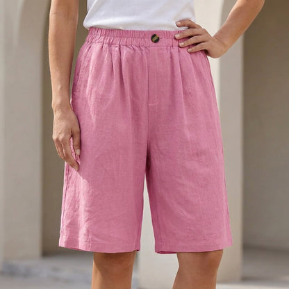 Relaxed Fit Wide-Leg Bermuda Shorts for Women – Breathable Everyday Comfort