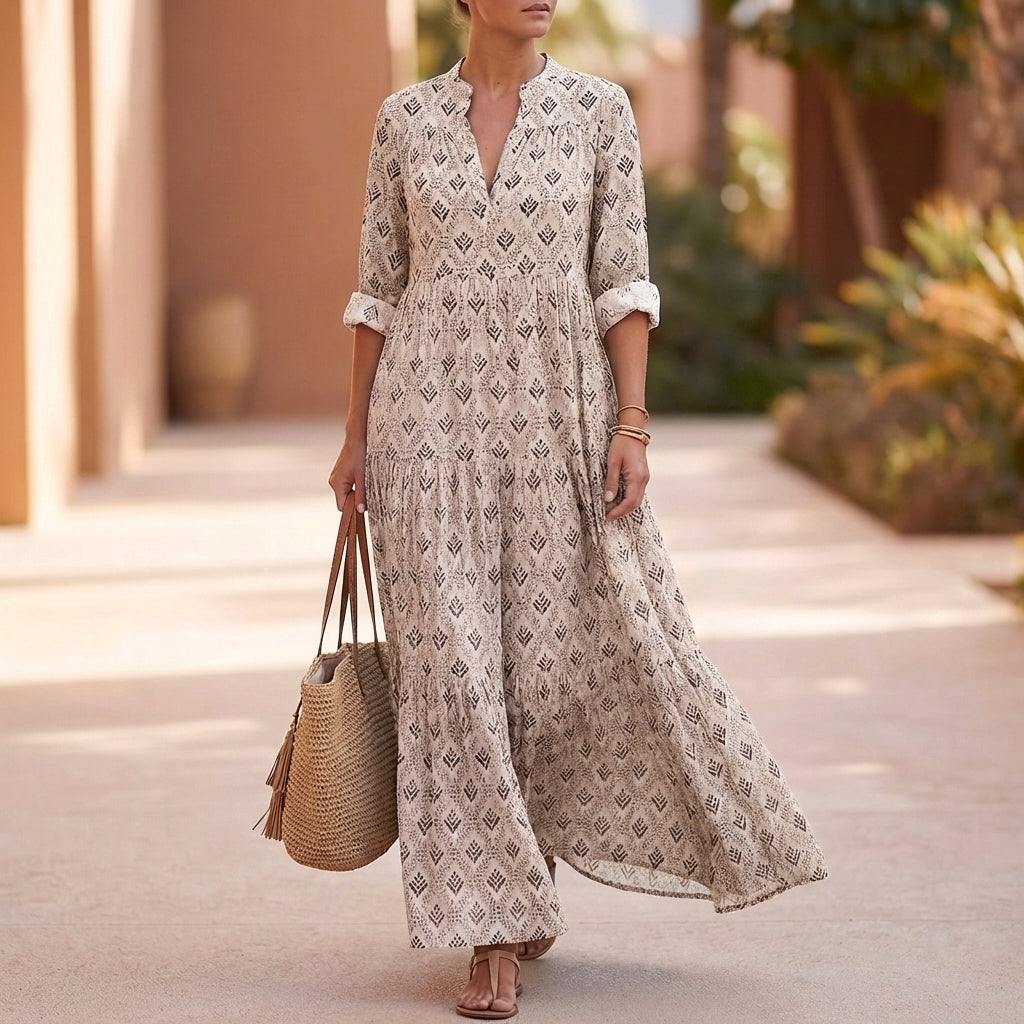 Relaxed Fit Tiered Skirt Maxi Dress for Women – Stylish Casual Comfort