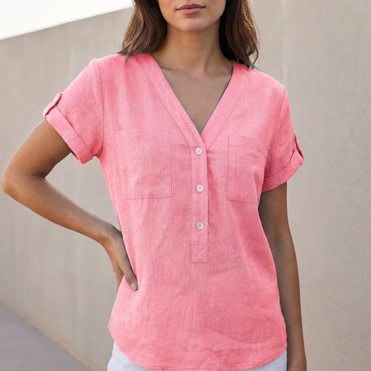 Relaxed Fit Button-Front Shirt for Women – Breathable Casual Comfort