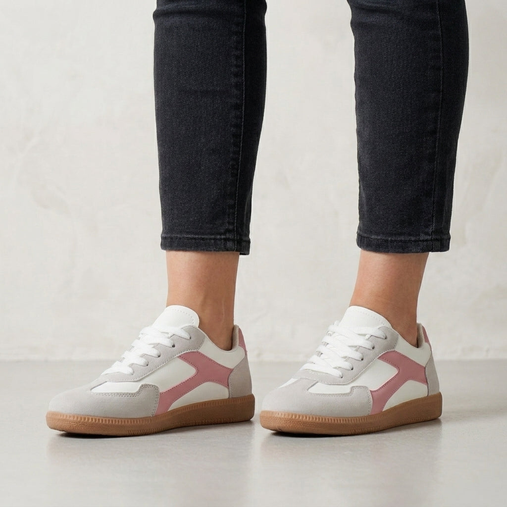 Color Block Lace-Up Sneakers for Women – Stylish & Comfortable