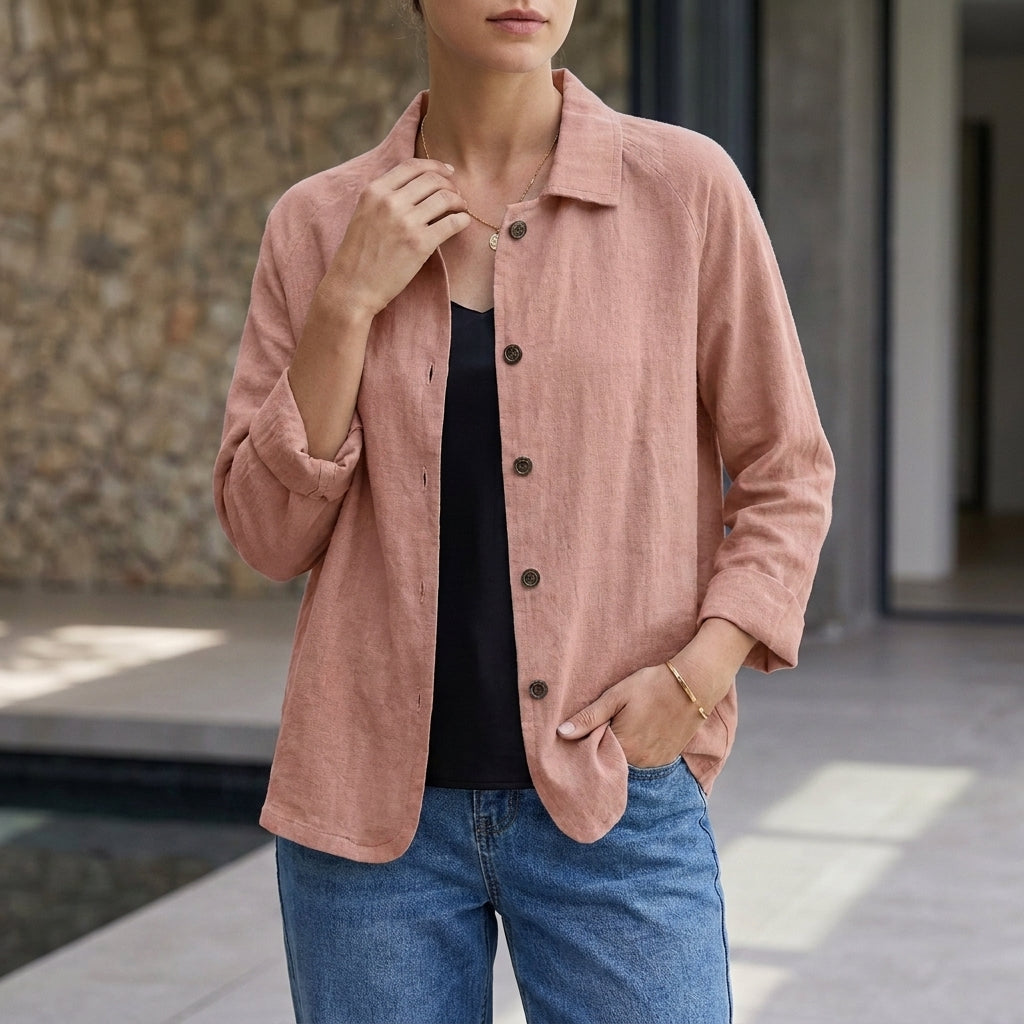 Relaxed Fit Button-Front Shirt for Women – Casual Comfort & Style