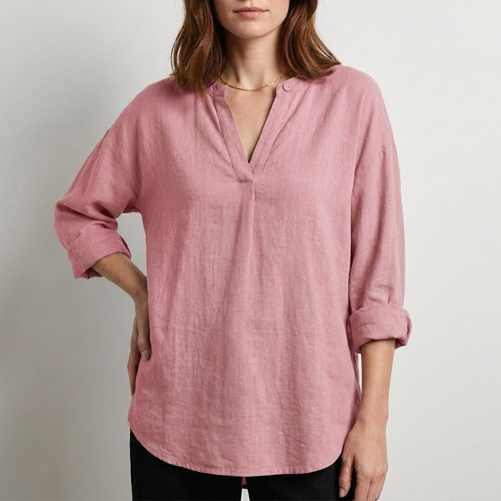Relaxed Fit V-Neck Blouse for Women – Effortless Everyday Comfort