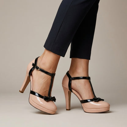 T-Strap Platform Heels for Women – Elegant Height & Timeless Style