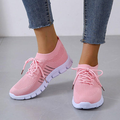 Women's Sneakers - Breathable Knit - Lightweight Shock Absorption - Lace Closure