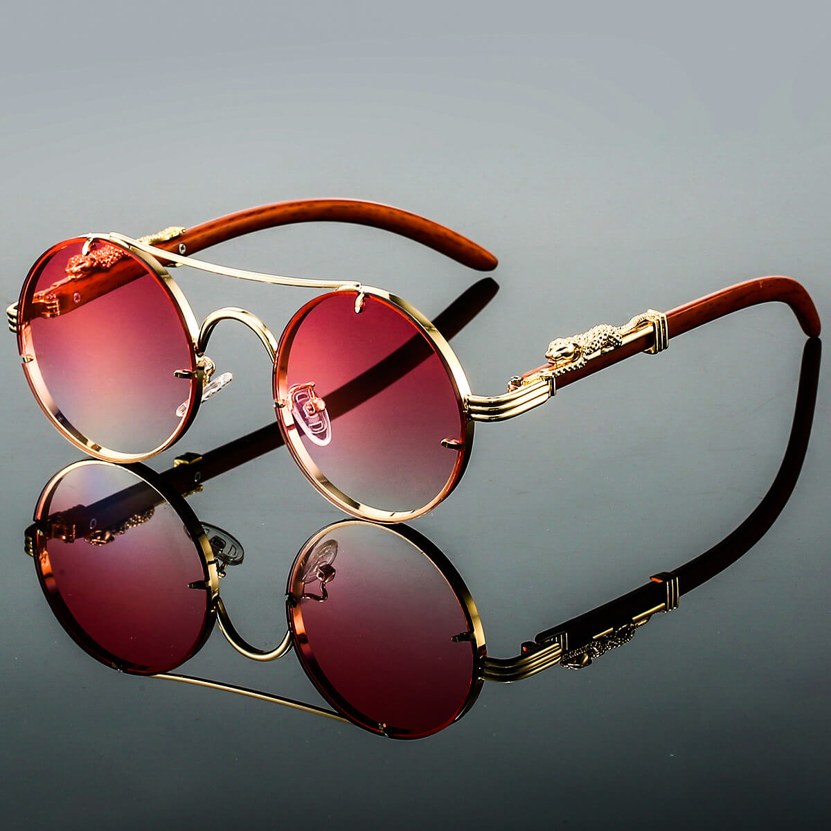 Panthera Onca Vintage Round Sunglasses