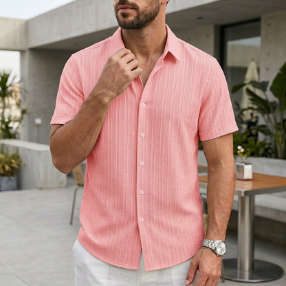 Relaxed Fit Collared Button-Up Shirt for Men – Breathable Casual Comfort