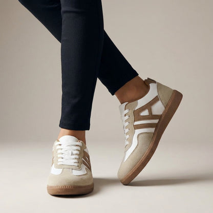 Color Block Lace-Up Sneakers for Women – Stylish Casual Comfort