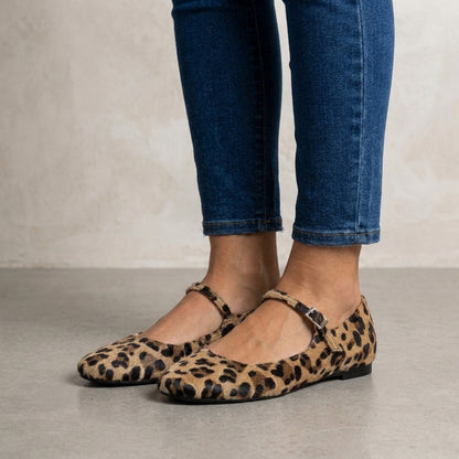 Leopard Print Buckle Strap Mary Jane Flats for Women – Stylish Everyday Comfort