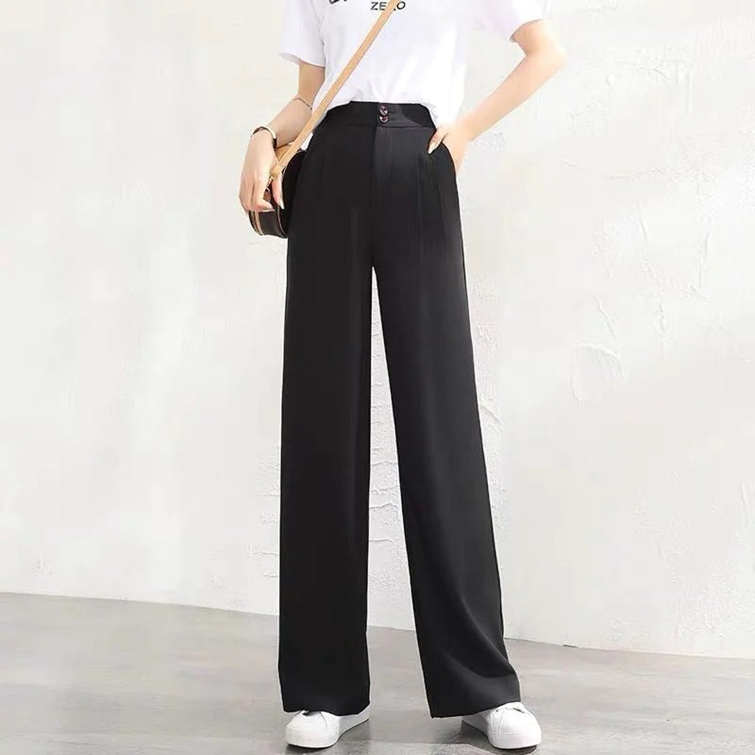 Women's Trousers - High-Waisted Wide - Light and Breathable - Elegant Long Model