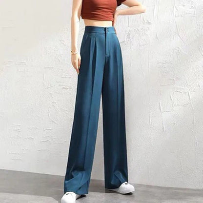 Women's Trousers - High-Waisted Wide - Light and Breathable - Elegant Long Model