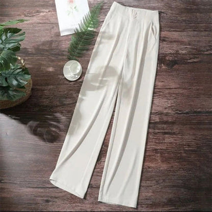 Women's Trousers - High-Waisted Wide - Light and Breathable - Elegant Long Model