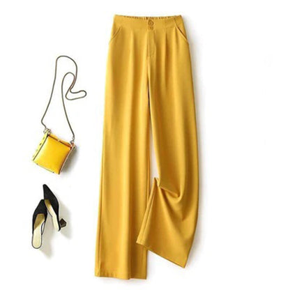 Women's Trousers - High-Waisted Wide - Light and Breathable - Elegant Long Model