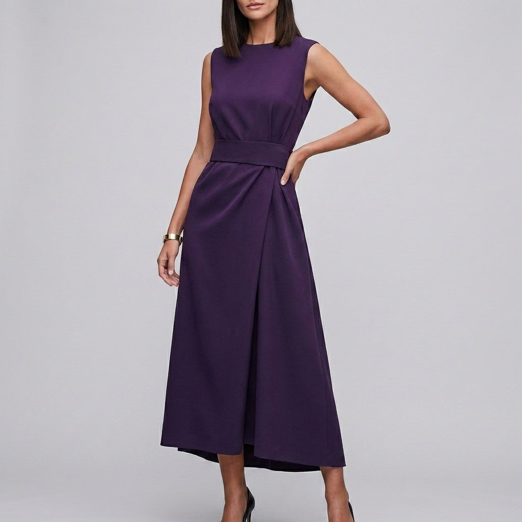 Elegant Sleeveless Midi Dress for Women – Timeless Sophistication & Graceful Style