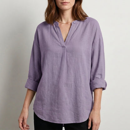 Relaxed Fit V-Neck Blouse for Women – Effortless Everyday Comfort