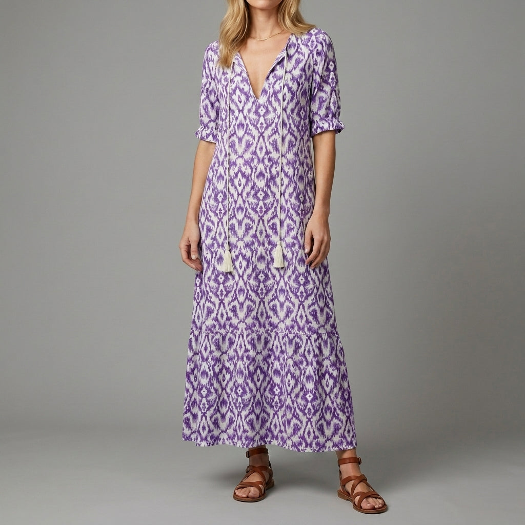Bohemian Print Maxi Dress for Women – Effortless Vacation Style