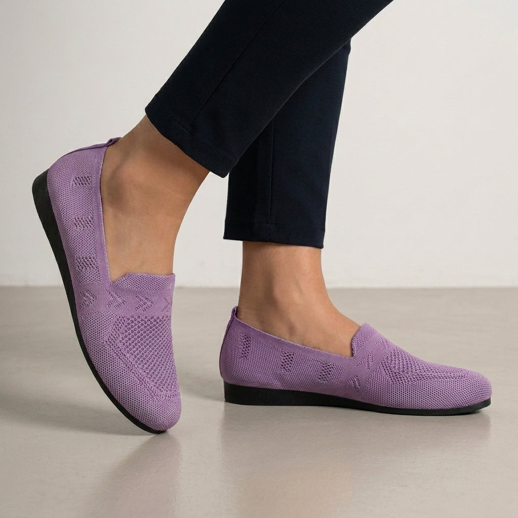 Round Toe Knit Slip-On Flats for Women – Stylish Casual Comfort