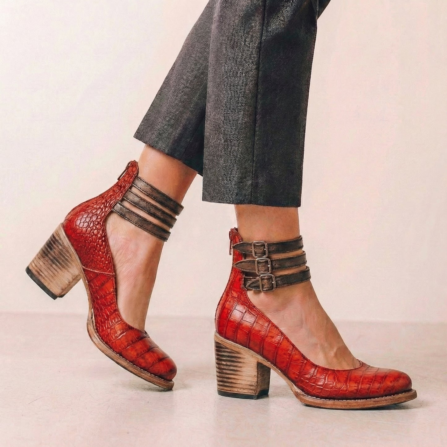 Vintage Buckle Strap Heels for Women – Timeless Elegance & Confident Comfort