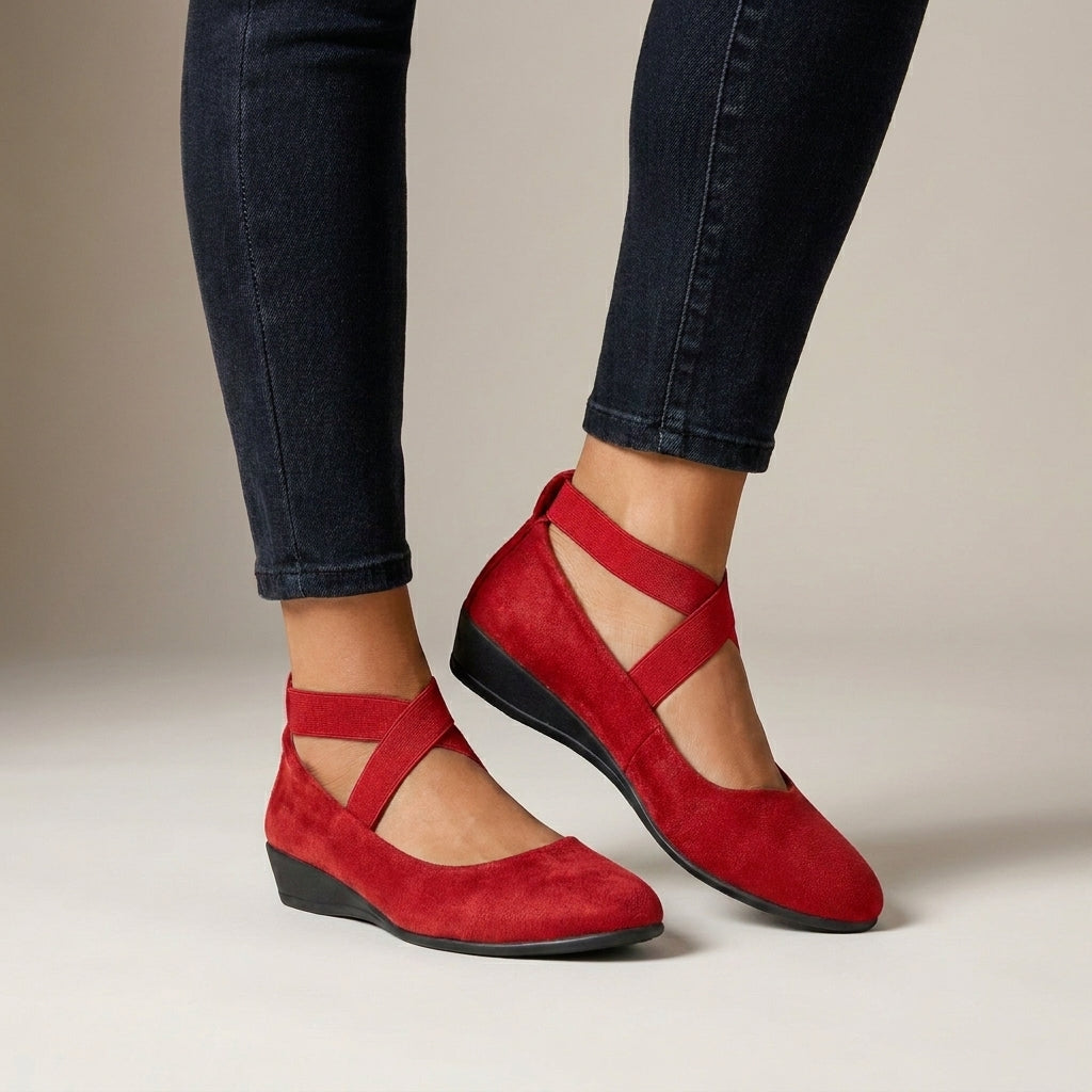 Orthopedic Wedge Flats with Criss-Cross Straps for Women – Supportive & Comfortable Design