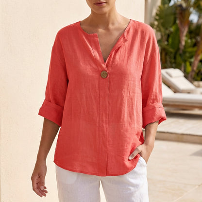 Relaxed Fit Button Front Blouse for Women – Casual Stylish Comfort