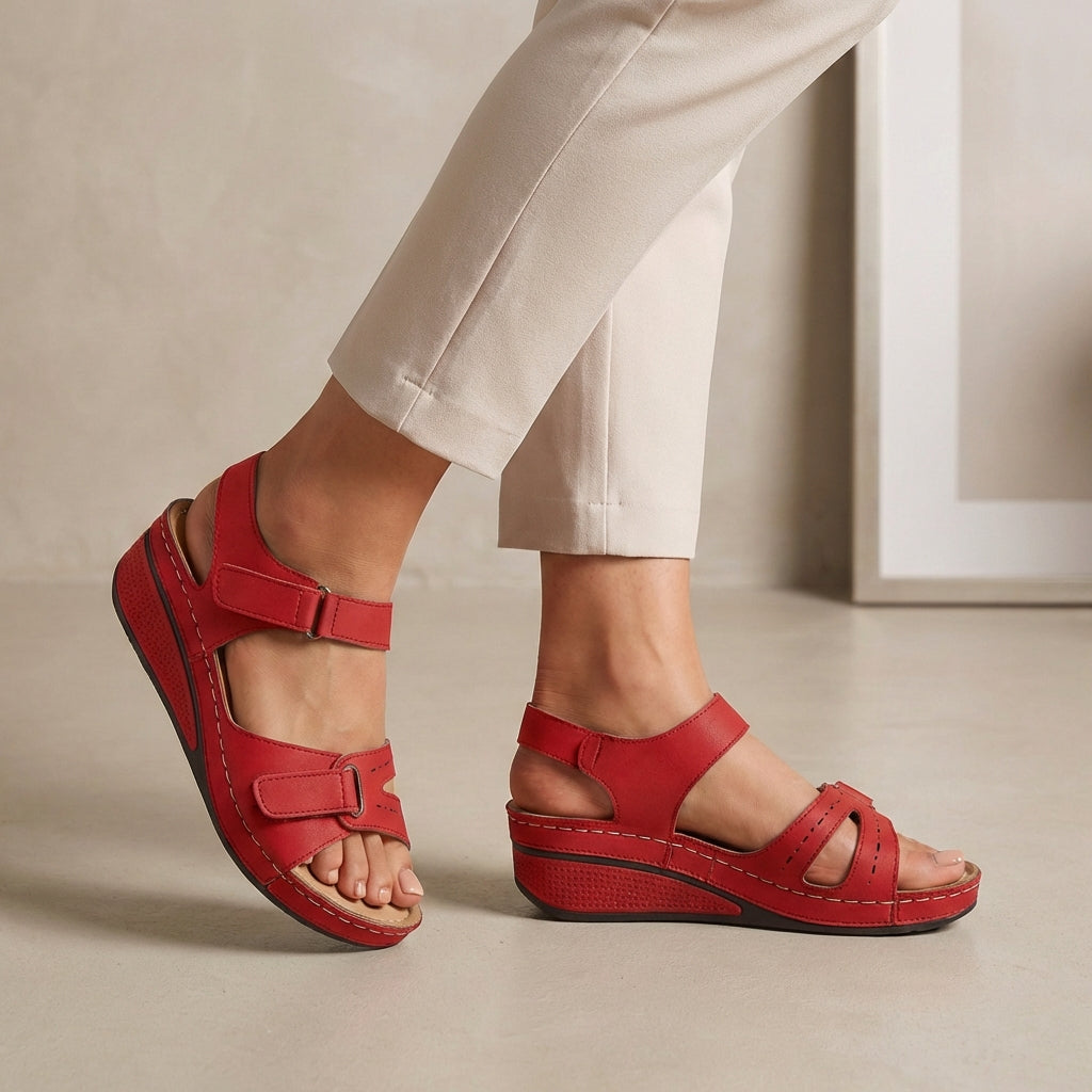 Orthopedic Adjustable Strap Wedge Ankle Sandals for Women – Supportive & Comfortable Fit