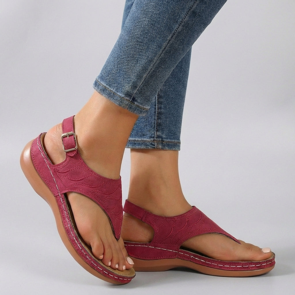 Embroidered Orthopedic Wedge Heel Sandals for Women – Supportive Stylish Comfort