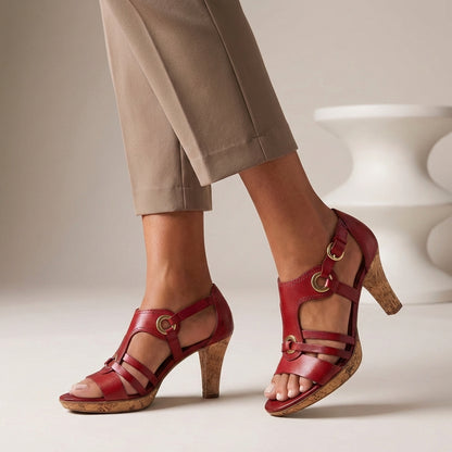 Orthopedic Block Heel Strappy Heeled Sandals for Women – Supportive Comfort & Style