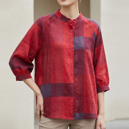 Loose Fit Patchwork Shirt for Women – Stylish Casual Comfort