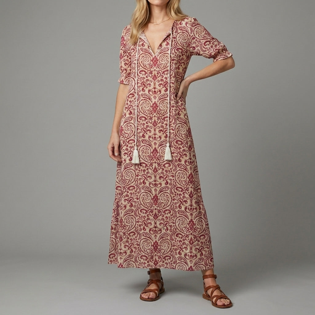 Bohemian Print Maxi Dress for Women – Effortless Vacation Style