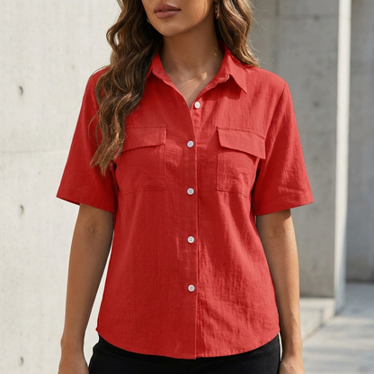Relaxed Fit Button Front Blouse for Women – Effortless Everyday Elegance