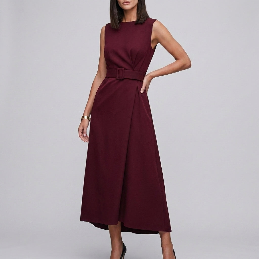Elegant Sleeveless Midi Dress for Women – Timeless Sophistication & Graceful Style