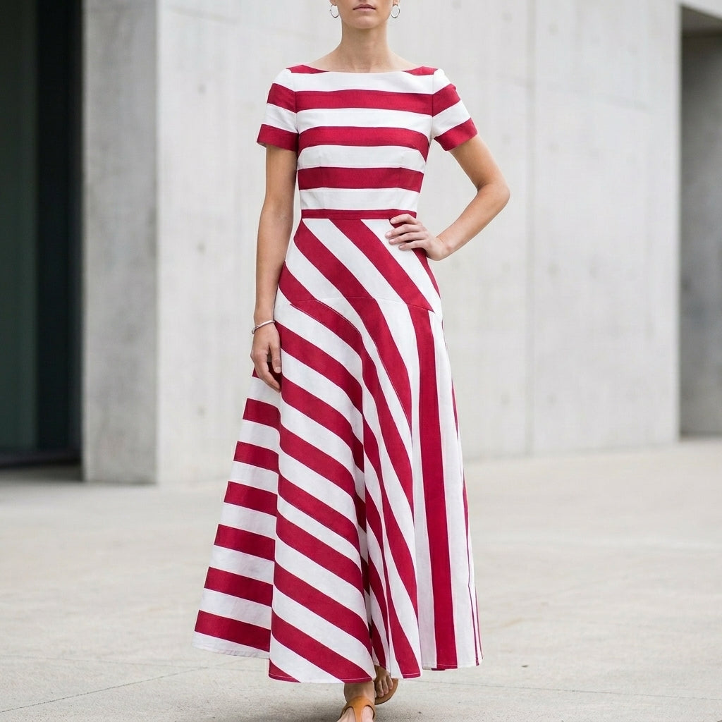 Striped A-Line Maxi Dress for Women – Stylish And Comfortable Design