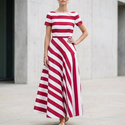 Striped A-Line Maxi Dress for Women – Stylish And Comfortable Design