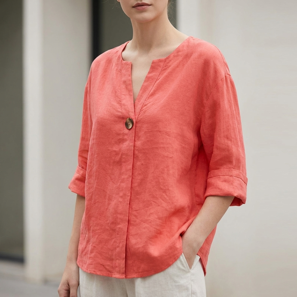 Relaxed Fit Button Front Blouse for Women – Effortless Everyday Style